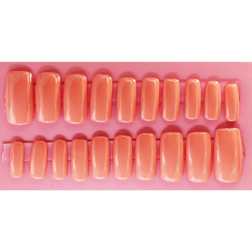 Salmon Love Medium Square Orange Press On Nails Long